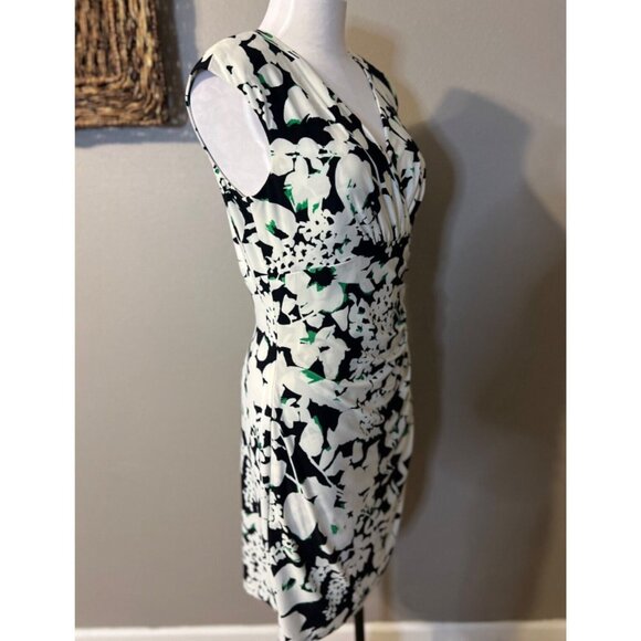 Ralph Lauren Dress 10 Black Green White Washable Stretch Sheath Summer Print - Picture 6 of 8